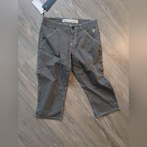Guess Black and White Gingham Cropped Pants